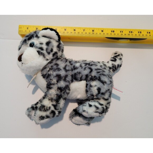 Aurora Babies Gray Black White Snow Leopard 10" Plush Blue Eyes Collar 2017 - Picture 10 of 10